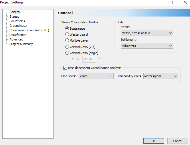 Project Settings dialog